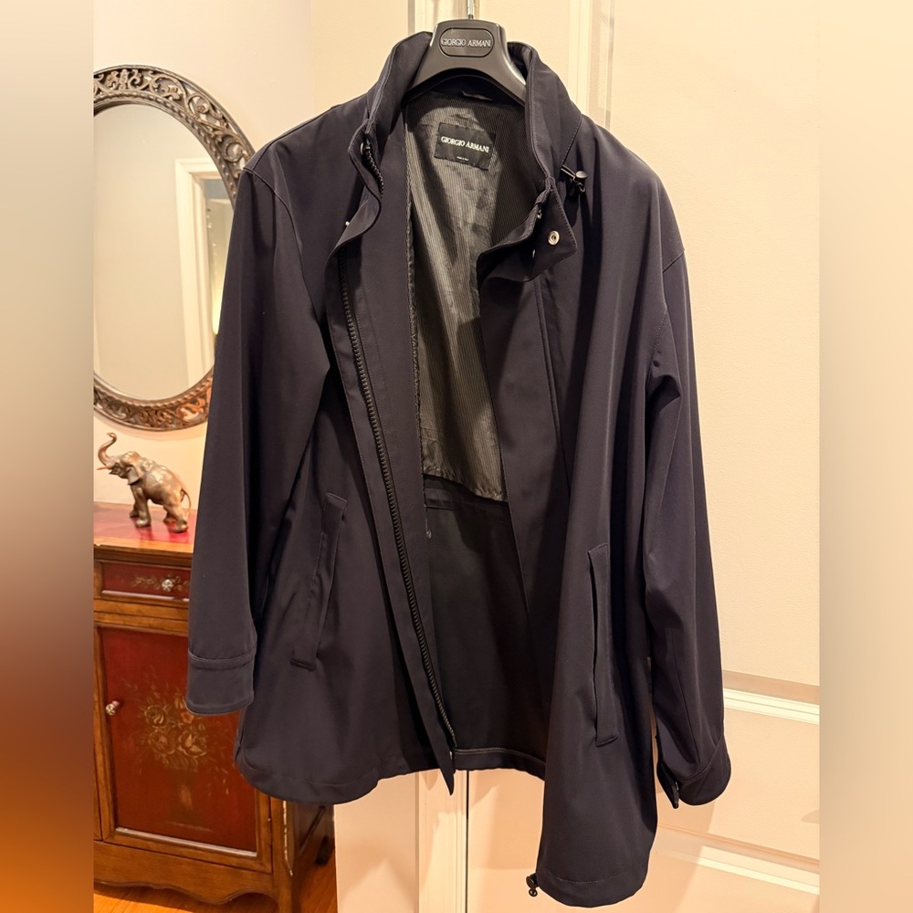 Giorgio Armani Men's Dark Navy Blue Raincoat